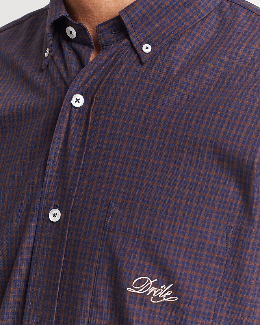 Men | Shirts | Drôle de Monsieur | Signature Check Shirt Dark Brown