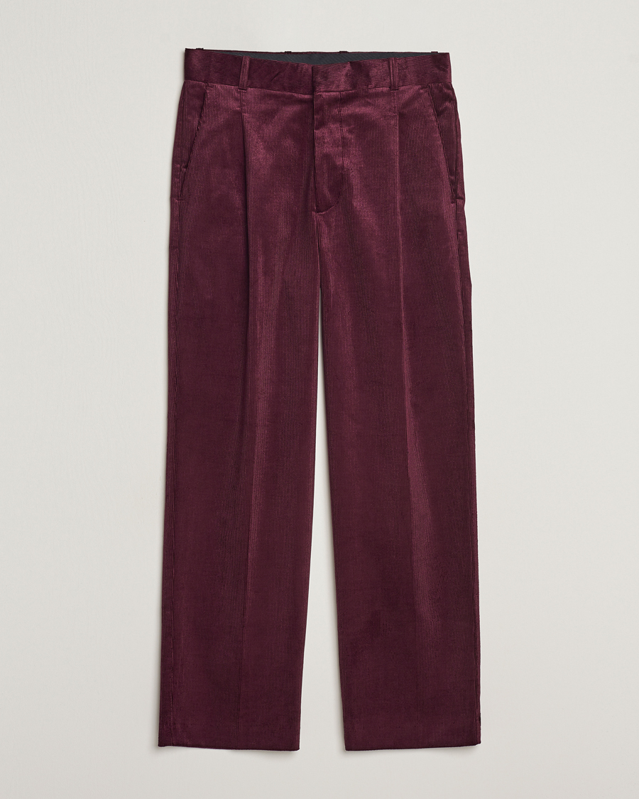 Men | Trousers | Drôle de Monsieur | Pleated Corduroy Trousers Wine