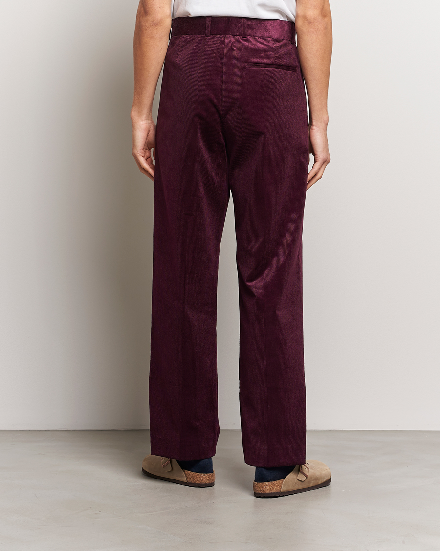 Men | Trousers | Drôle de Monsieur | Pleated Corduroy Trousers Wine