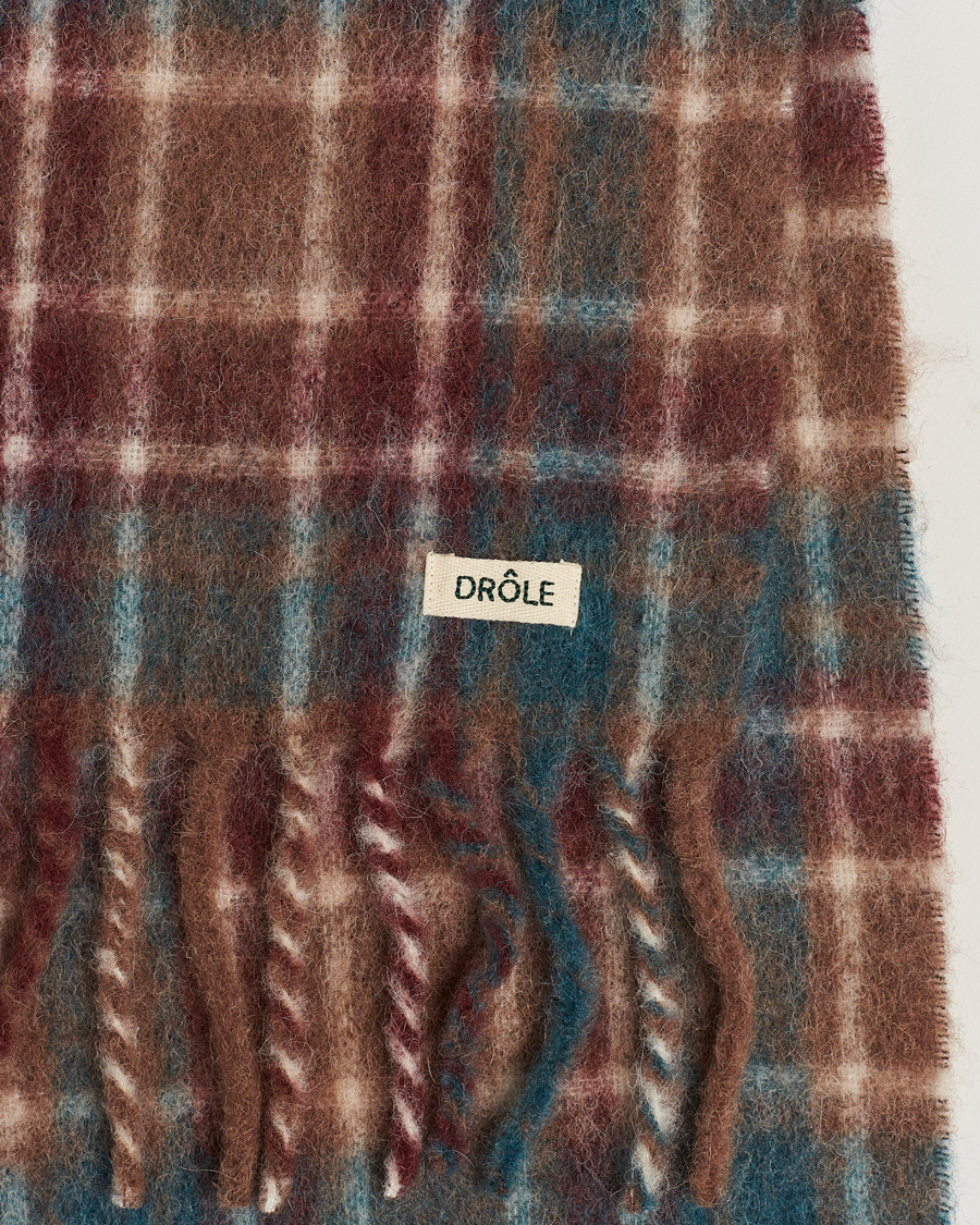 Men | Drôle de Monsieur Mohair Check Scarf Brown/Blue | Drôle de Monsieur | Mohair Check Scarf Brown/Blue