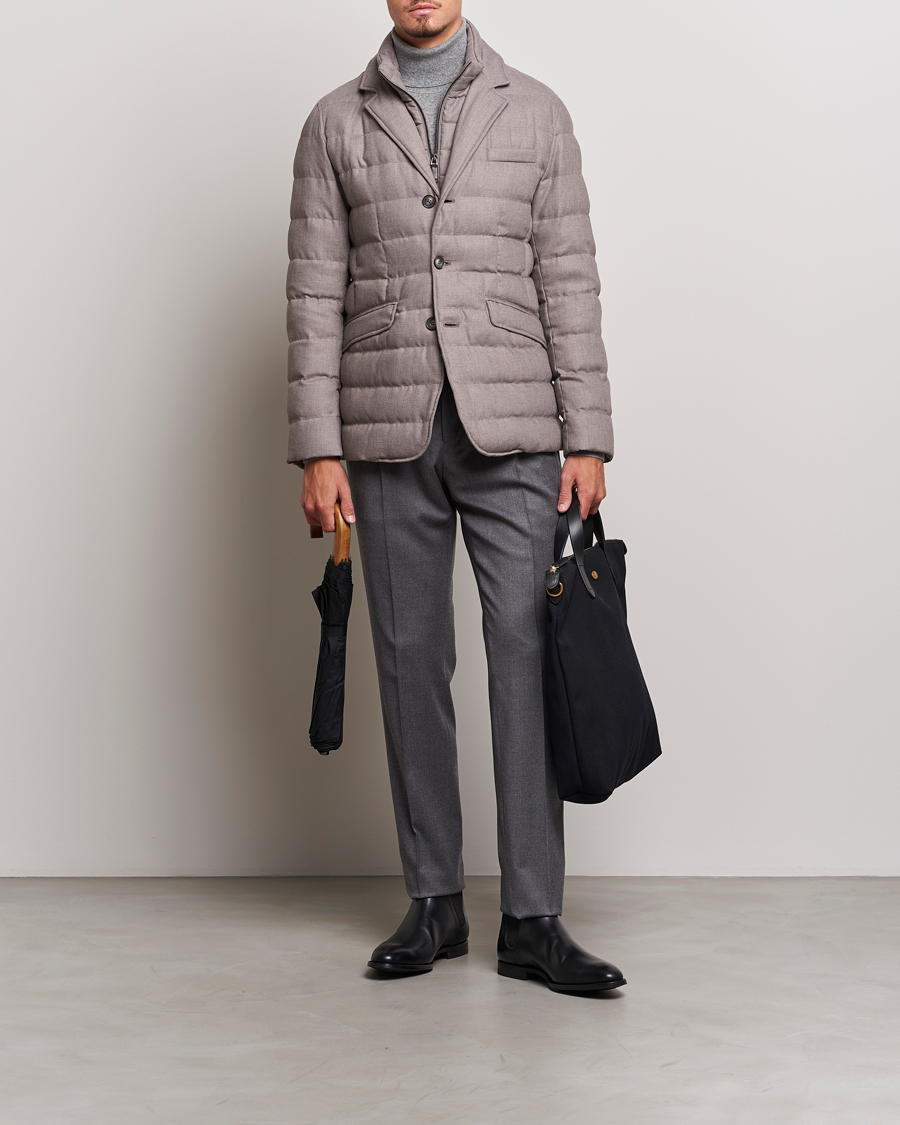 Men | Coats & Jackets | Herno | Flannel Down Blazer Beige