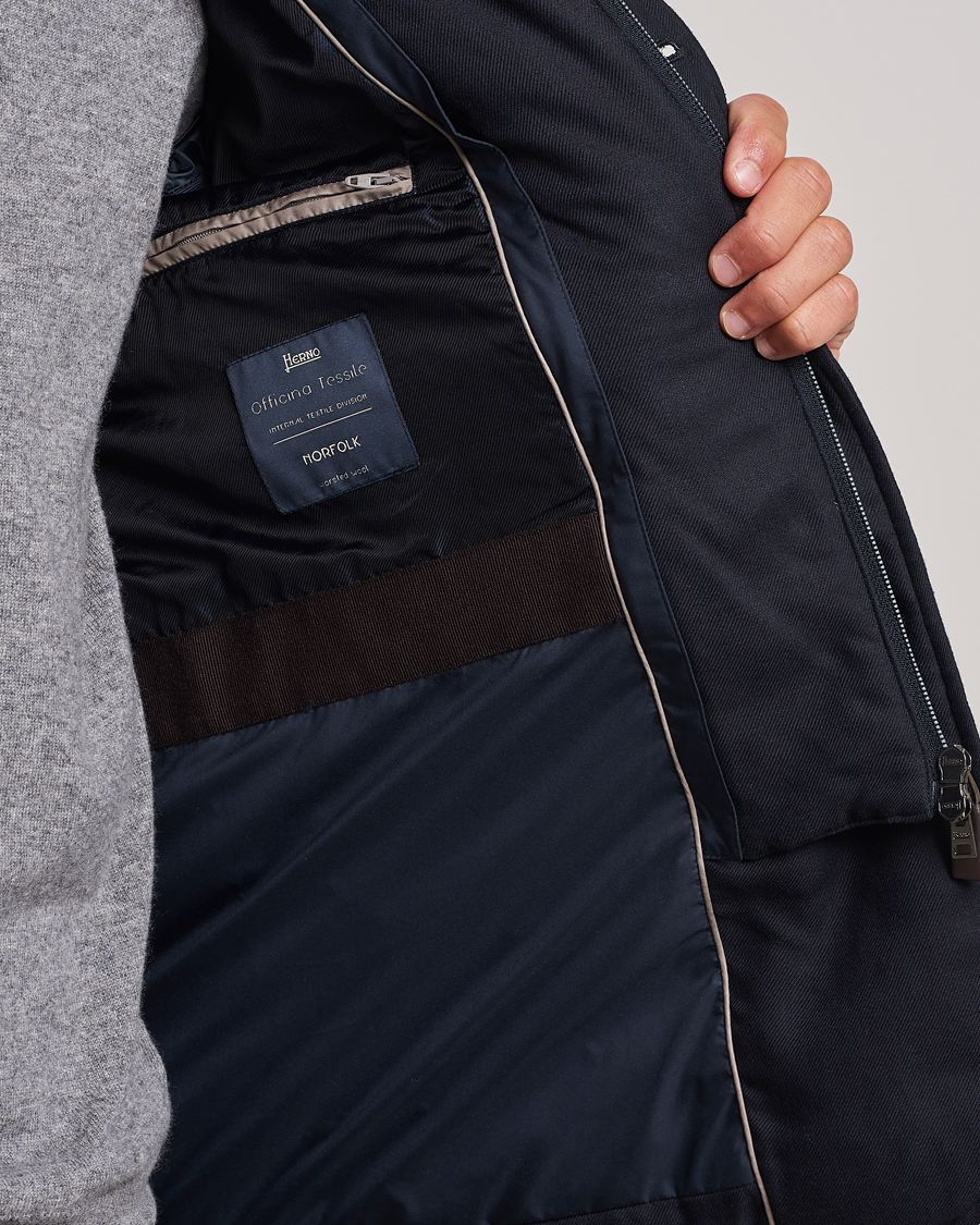 Men | Coats & Jackets | Herno | Flannel Down Blazer Navy