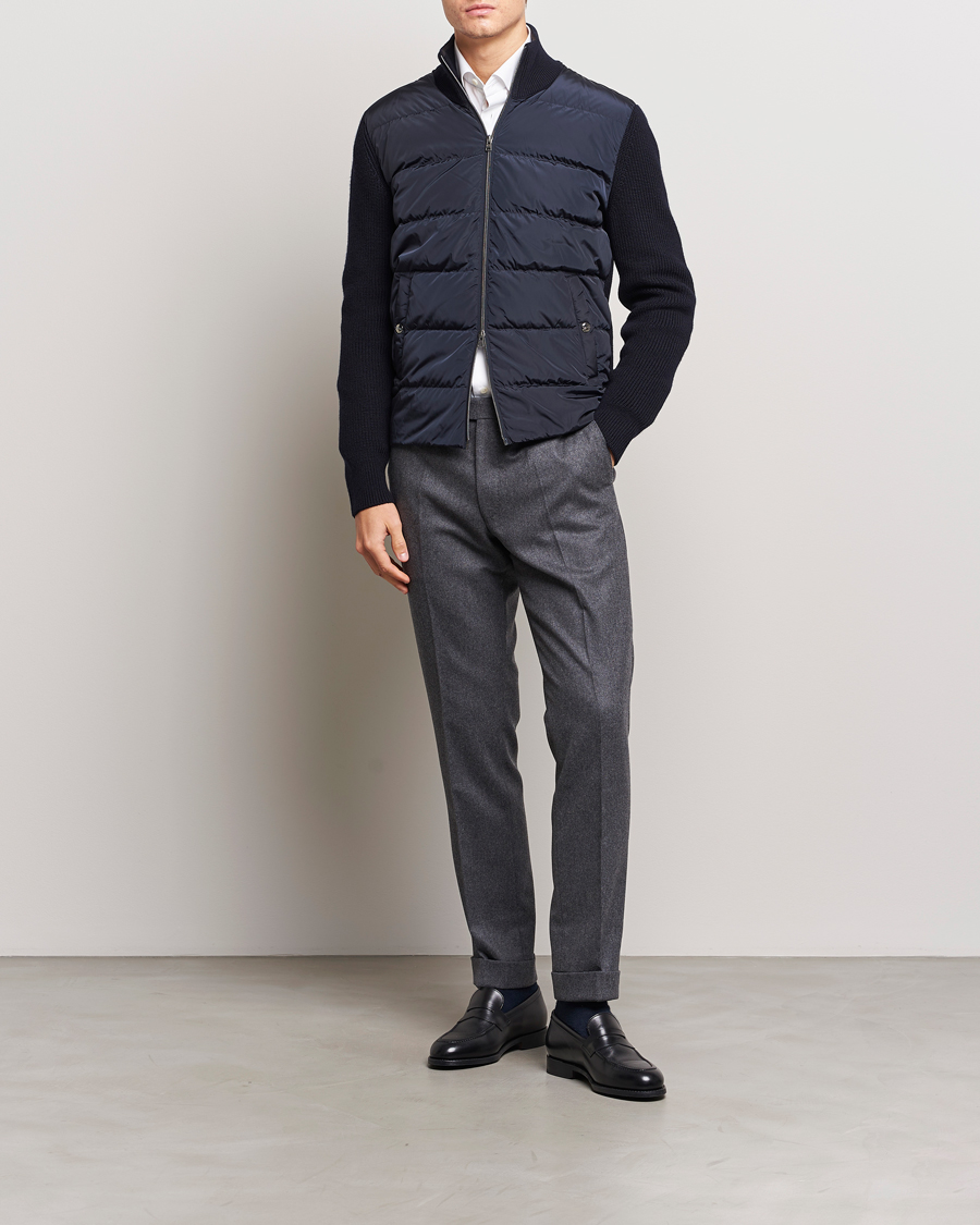 Men | Coats & Jackets | Herno | Knitted Hybrid Jacket Navy
