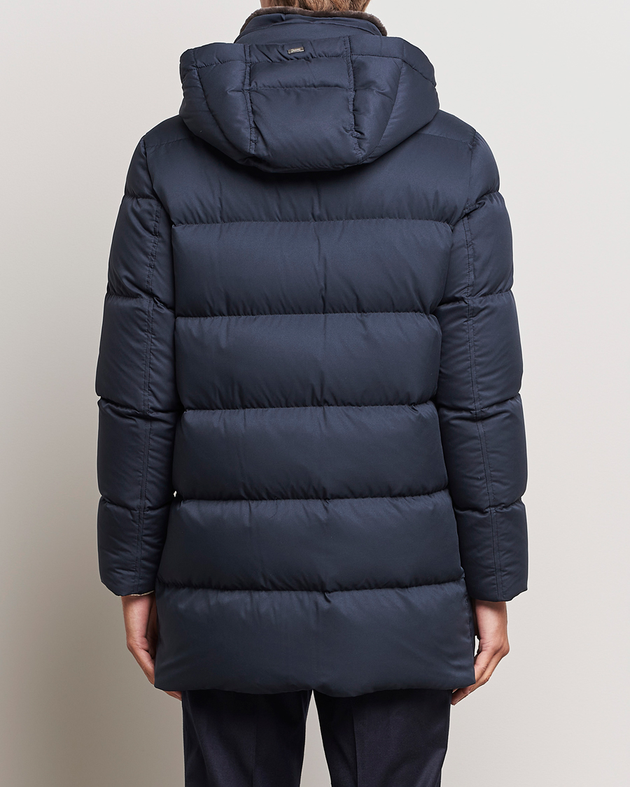 Men | Coats & Jackets | Herno | Faux Fur Down Parka Navy
