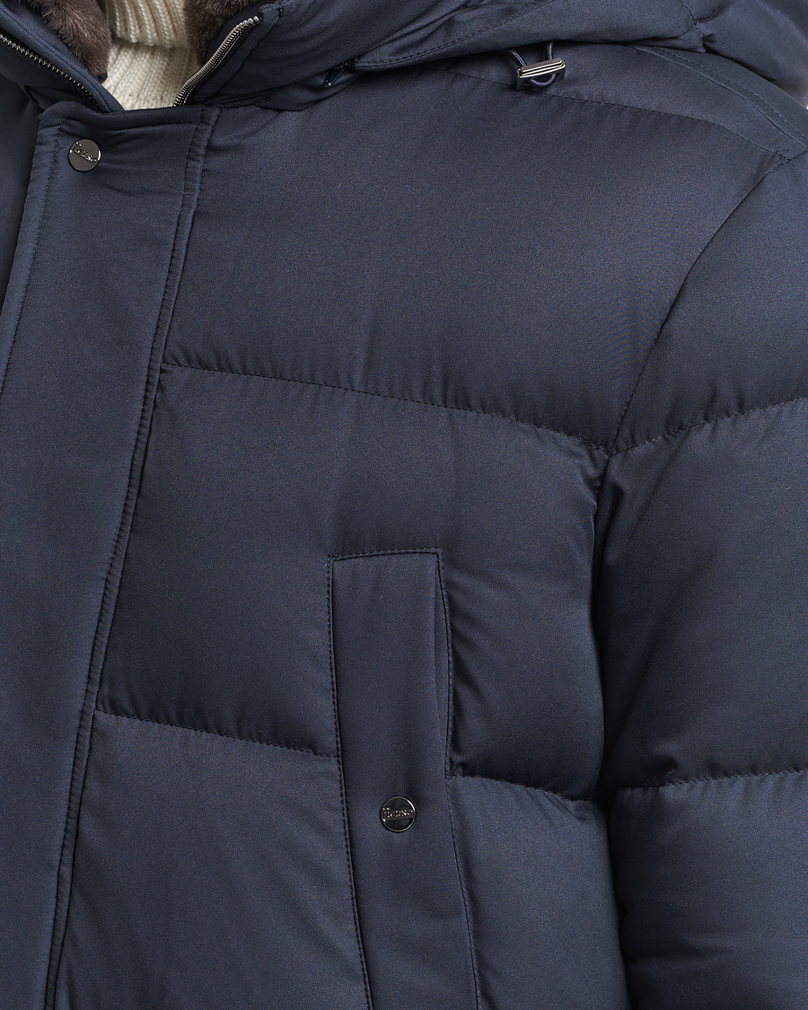 Men | Coats & Jackets | Herno | Faux Fur Down Parka Navy