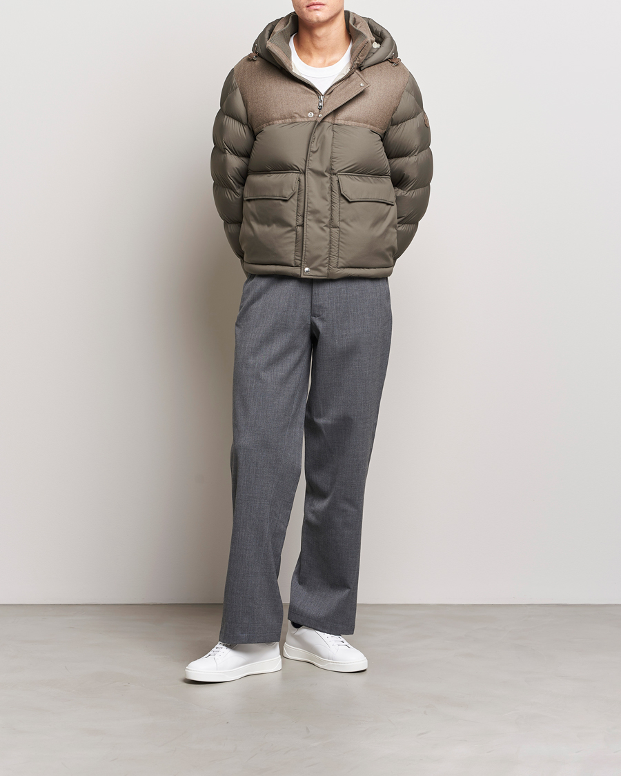 Moncler Mussala Short Down Parka Taupe at CareOfCarl.com