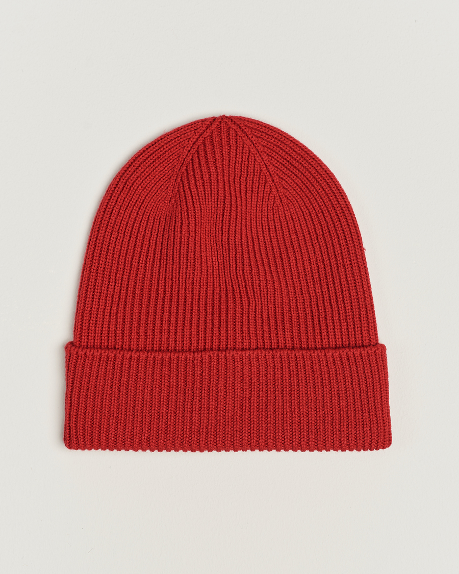 Men | Moncler Ribbed Wool Beanie Red | Moncler | Ribbed Wool Beanie Red