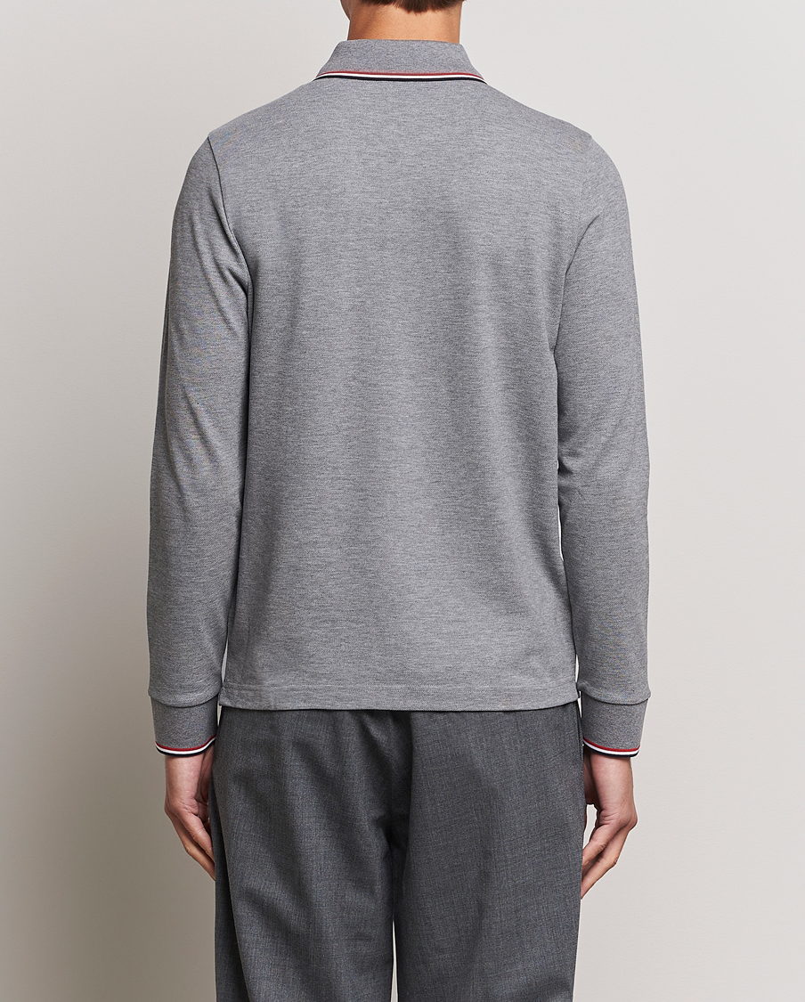 Men | Sweaters & Knitwear | Moncler | Contrast Rib Long Sleeve Polo Light Grey