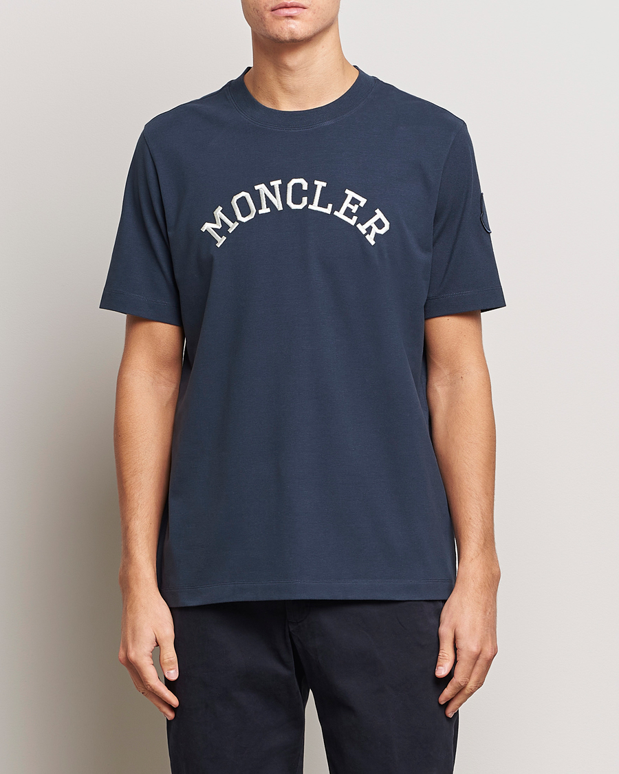 Men | T-Shirts | Moncler | Lettering T-Shirt Navy