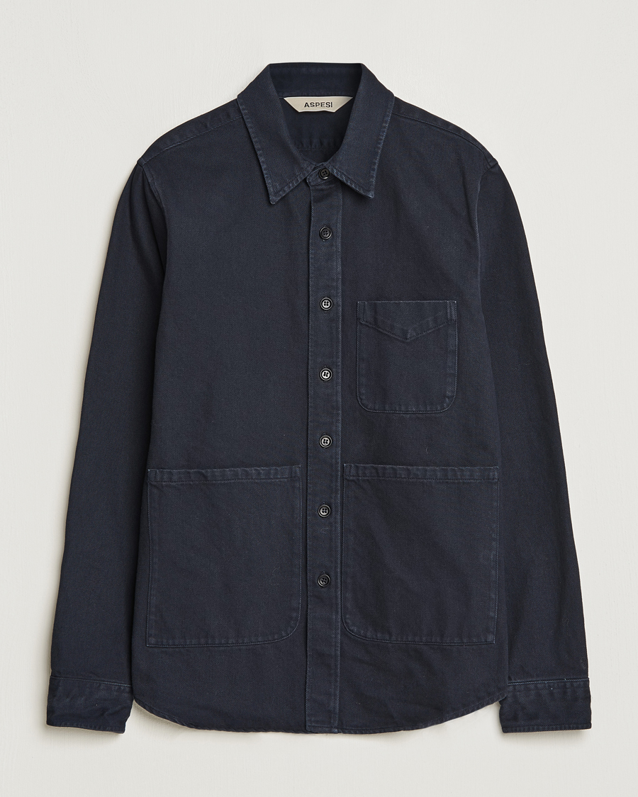 Men | Shirts | Aspesi | Cotton Utility Shirt Navy