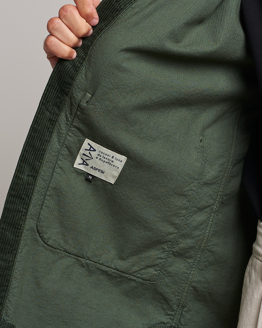 Men | Shirts | Aspesi | Corduroy Utility Shirt Dark Military