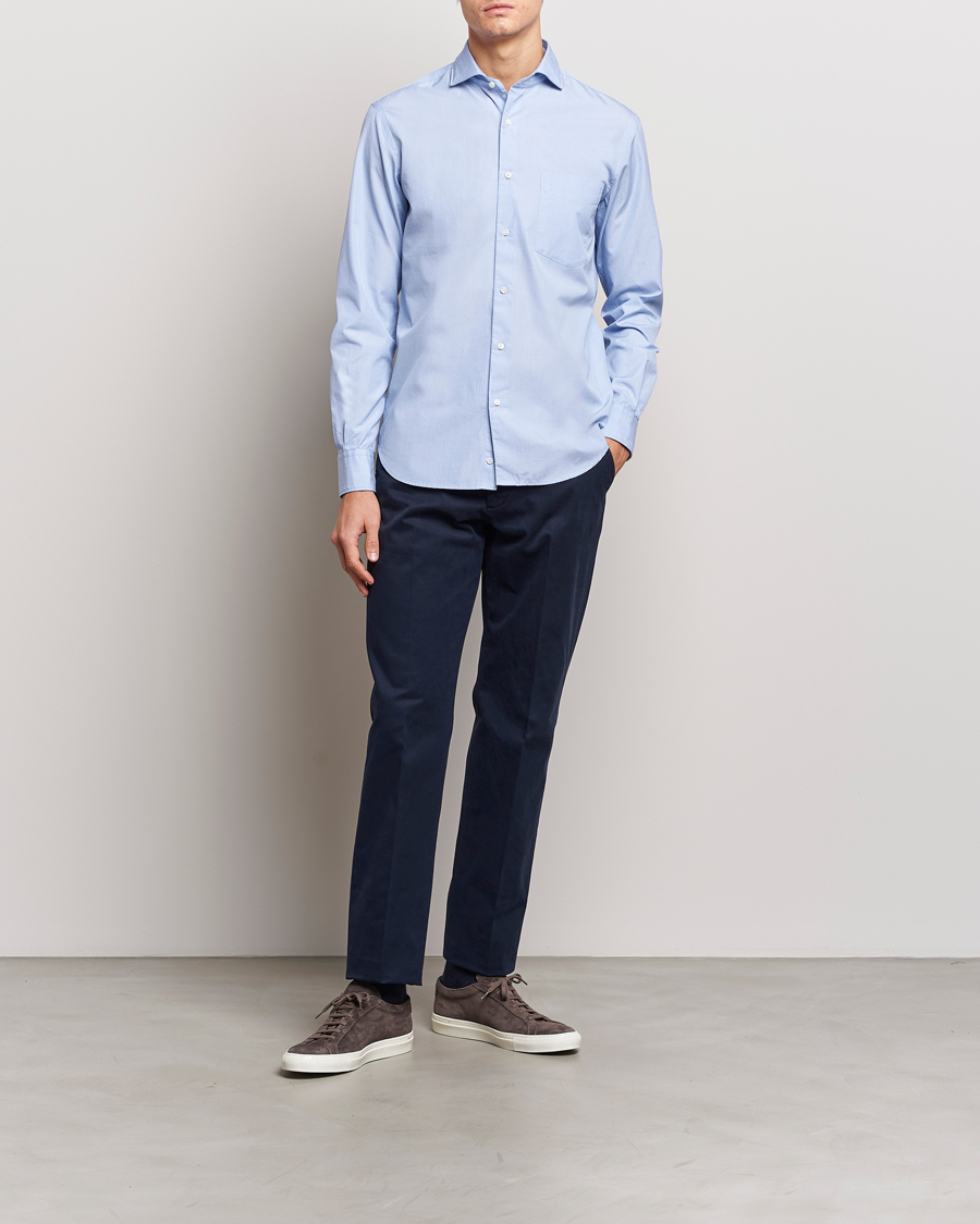 Men | Shirts | Aspesi | Striped Poplin Shirt Light Blue