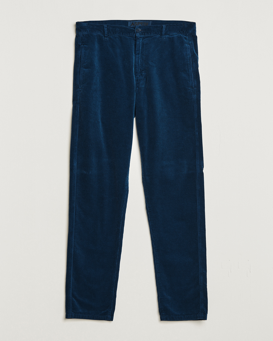 Men | Trousers | Aspesi | Drawstring Corduroy Trousers Navy