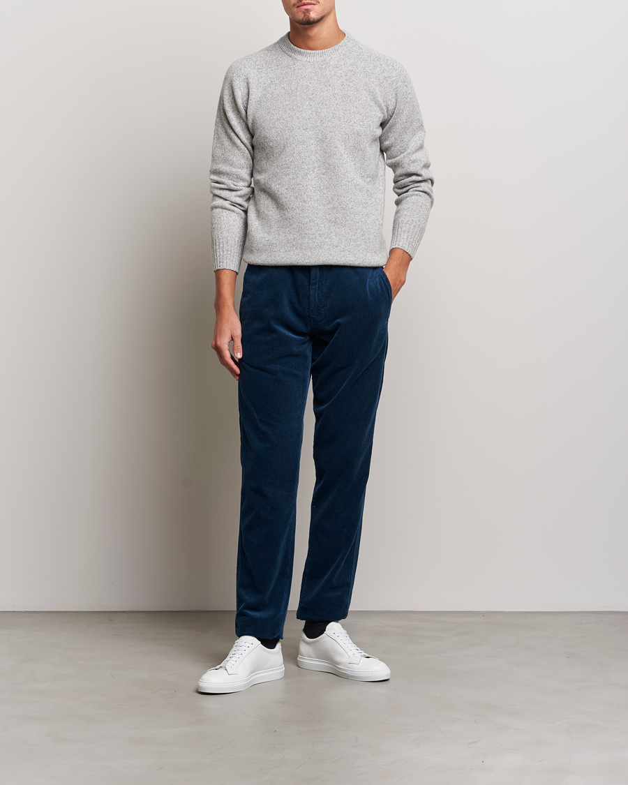 Men | Trousers | Aspesi | Drawstring Corduroy Trousers Navy