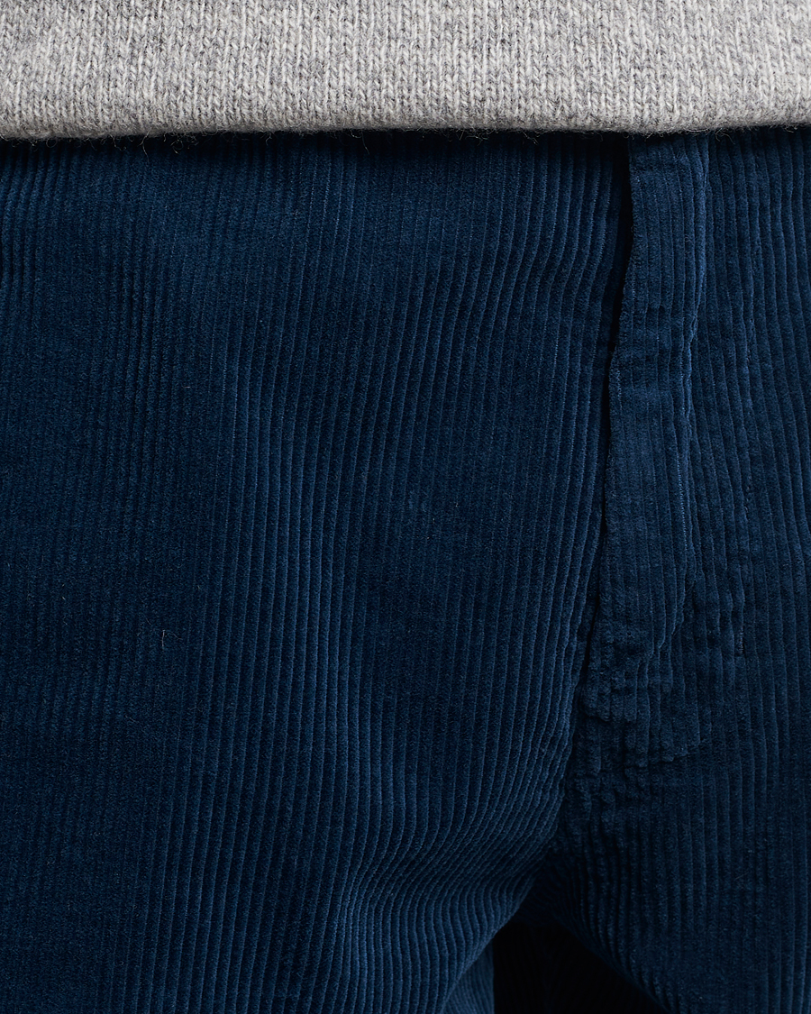 Men | Trousers | Aspesi | Drawstring Corduroy Trousers Navy