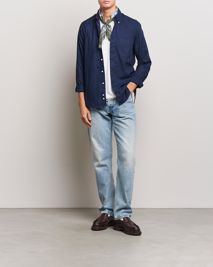 トップス 60's euro vintage milkingman shirts 48 Gitman Vintage Button Down Hopsack Shirt Navy at CareOfCarl.com