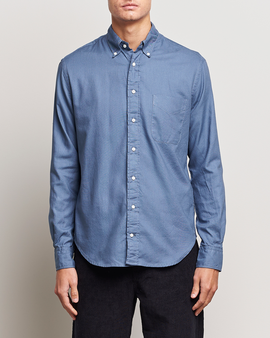 Men |  | Gitman Vintage | Button Down Hopsack Shirt Blue