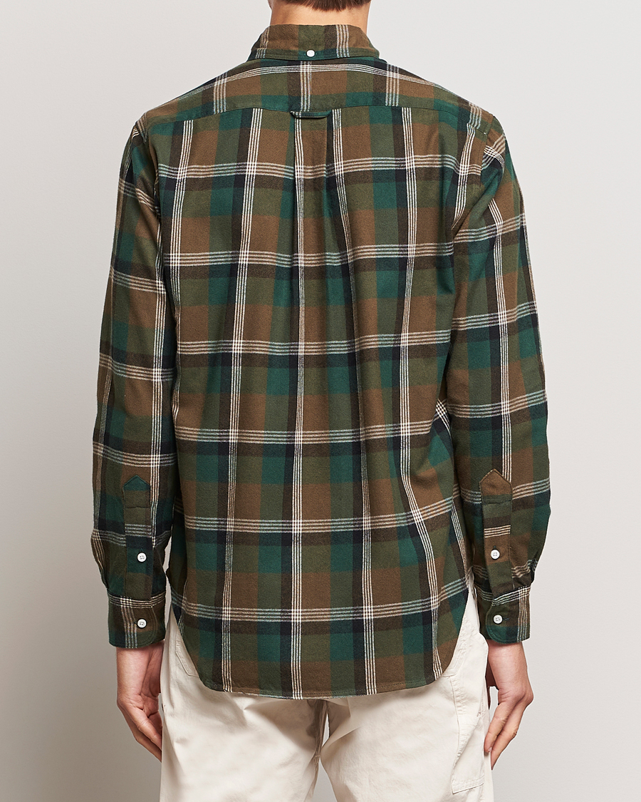 Men | Shirts | Gitman Vintage | Button Down Shaggy Flannel Shirt Olive Check