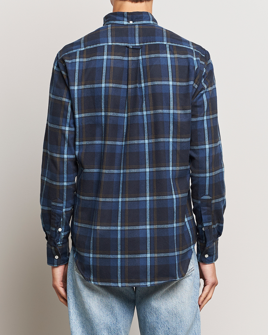 Men | Shirts | Gitman Vintage | Button Down Shaggy Flannel Shirt Navy Check