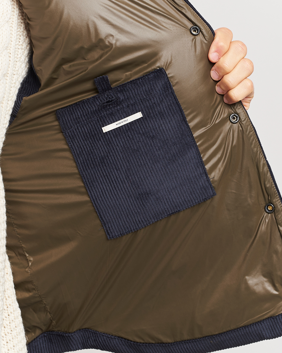 Men | Coats & Jackets | Valstar | Corduroy Shearling Collar Down Vest Navy