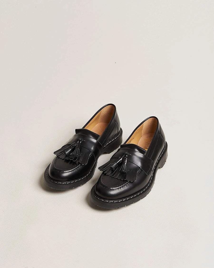 Men | Handmade Shoes | Solovair | Tassel Loafer Black Shine