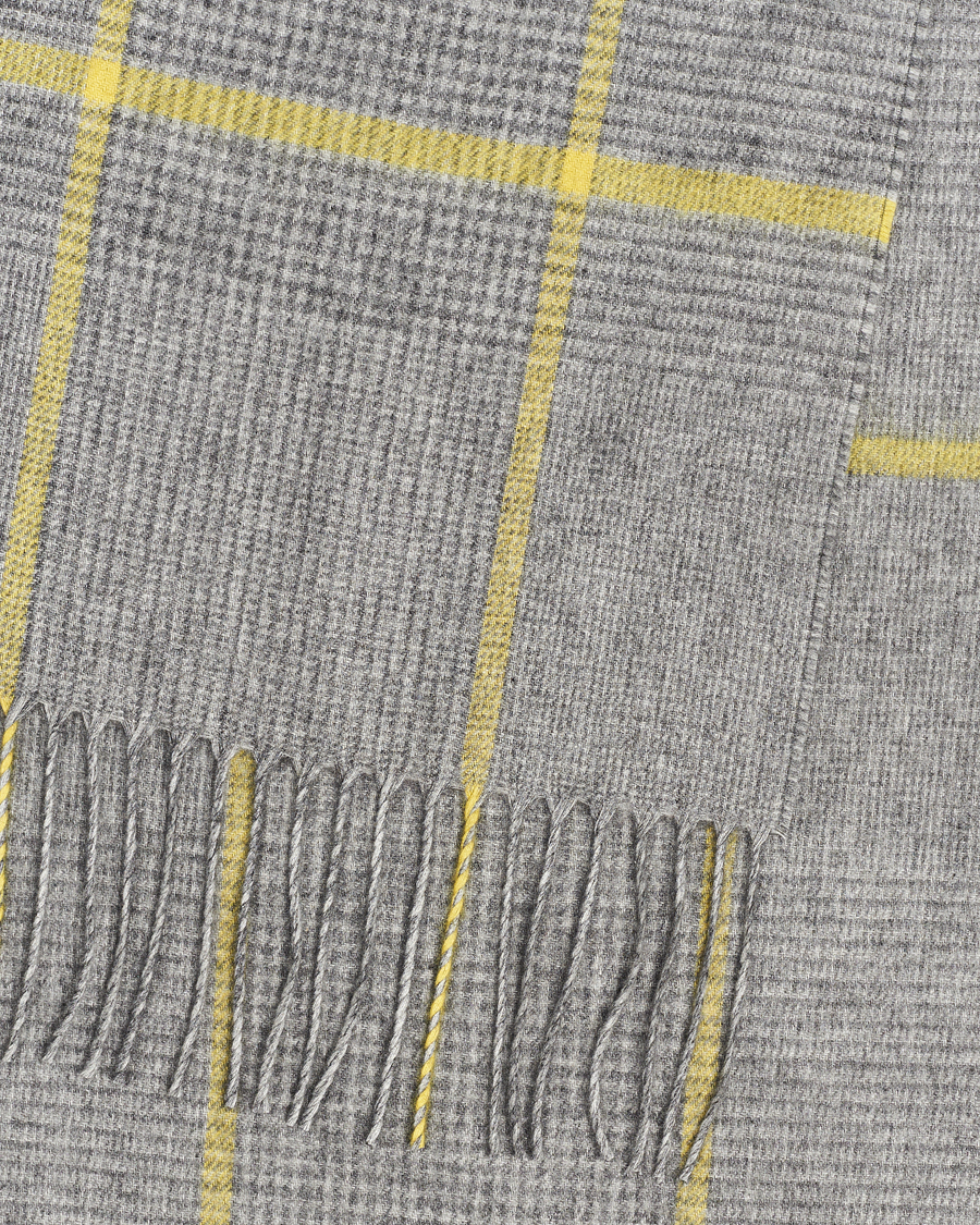 Men | Piacenza Cashmere Cashmere/Silk Glencheck Scarf Grey/Yellow | Piacenza Cashmere | Cashmere/Silk Glencheck Scarf Grey/Yellow