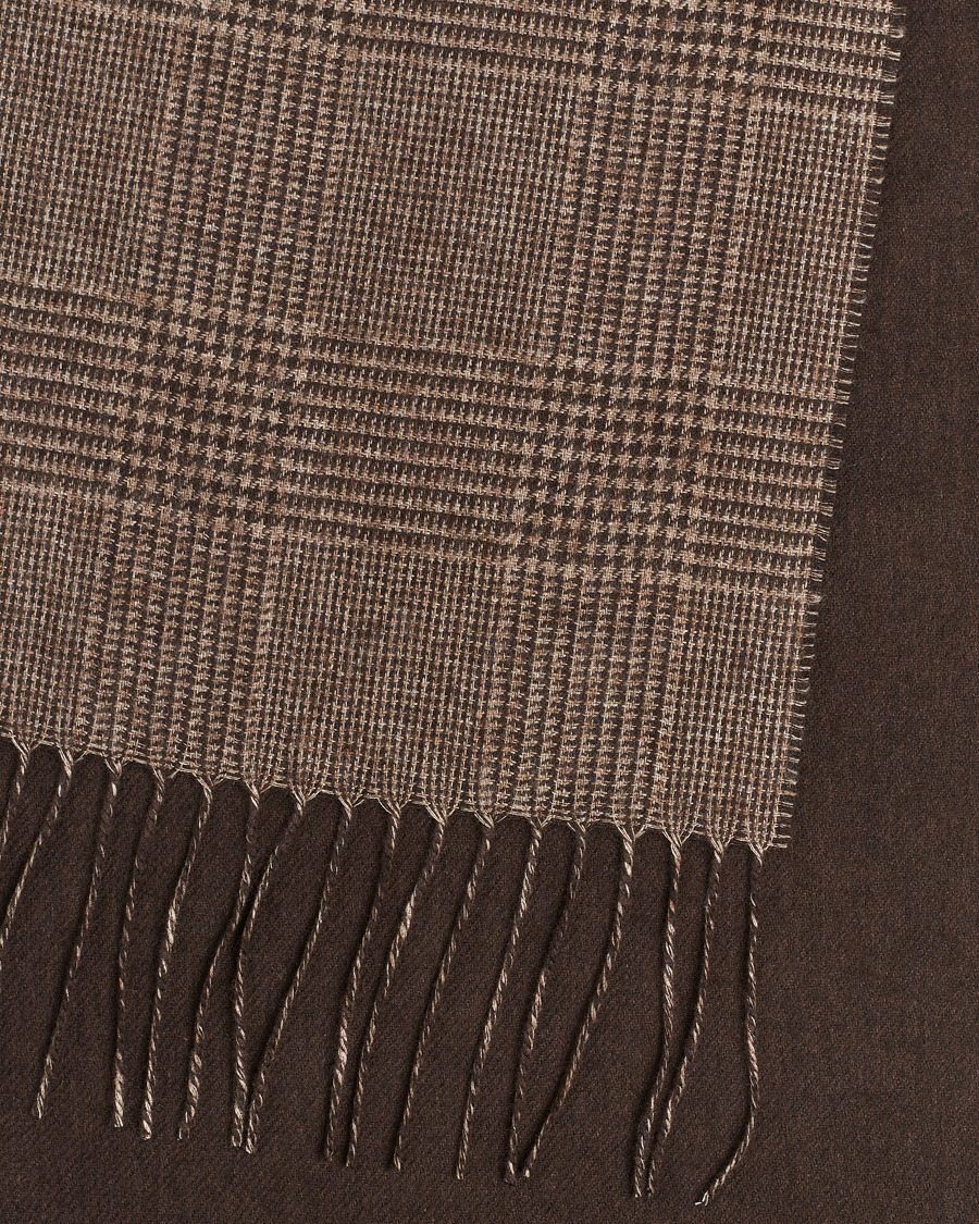 Men | Piacenza Cashmere Cashmere/Silk Glencheck Scarf Brown | Piacenza Cashmere | Cashmere/Silk Glencheck Scarf Brown