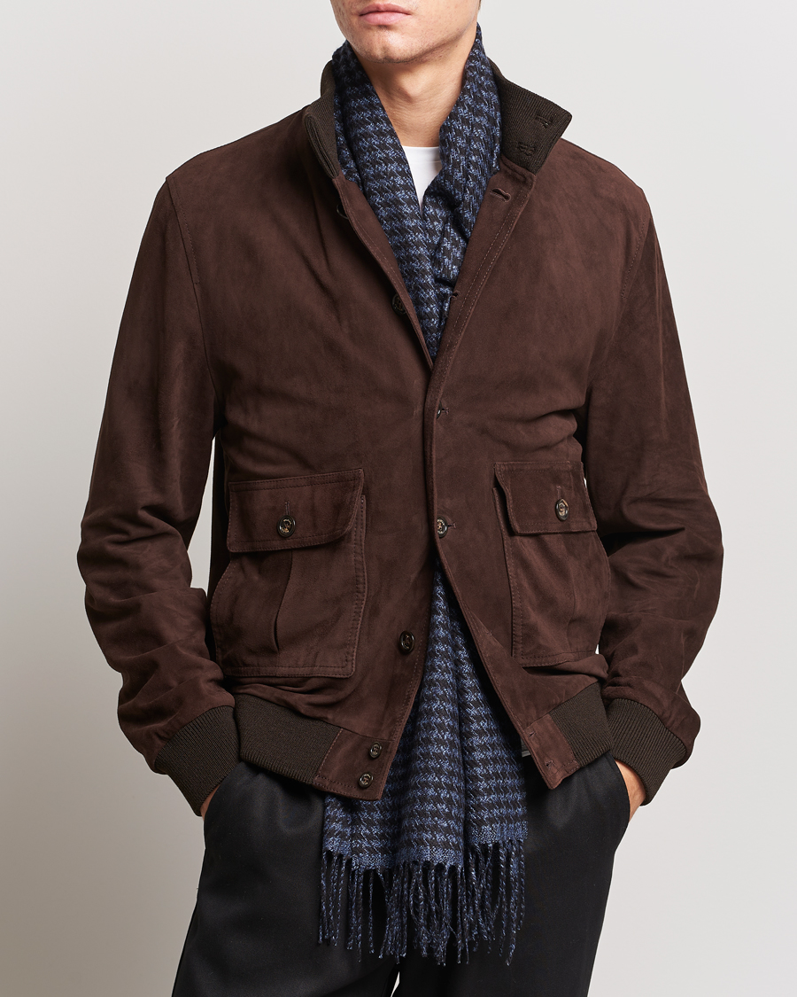 Men | Piacenza Cashmere Cashmere/Silk Houndstooth Scarf Dark Blue | Piacenza Cashmere | Cashmere/Silk Houndstooth Scarf Dark Blue