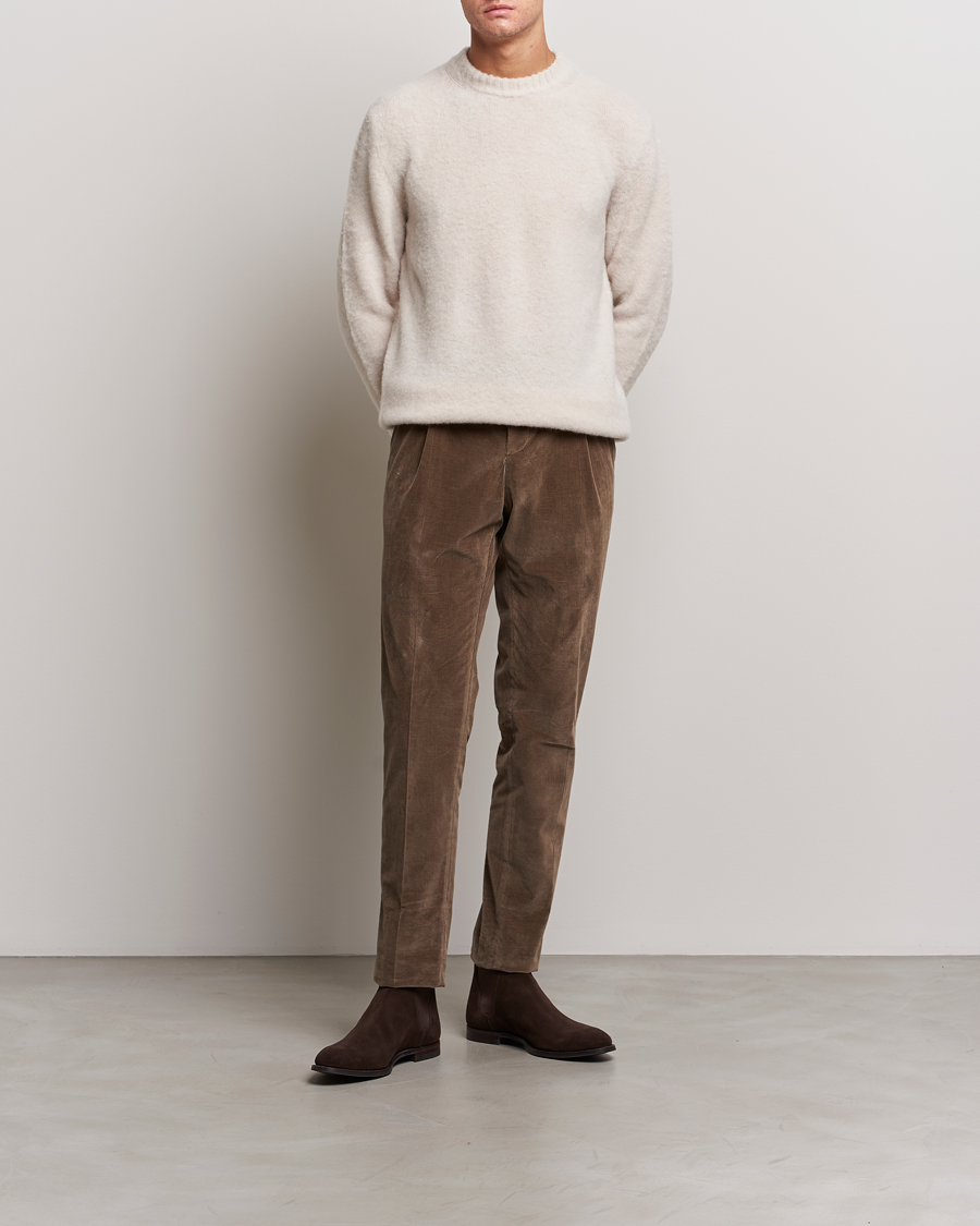 Men | Sweaters & Knitwear | Piacenza Cashmere | Brushed Wool Crew Neck  Beige