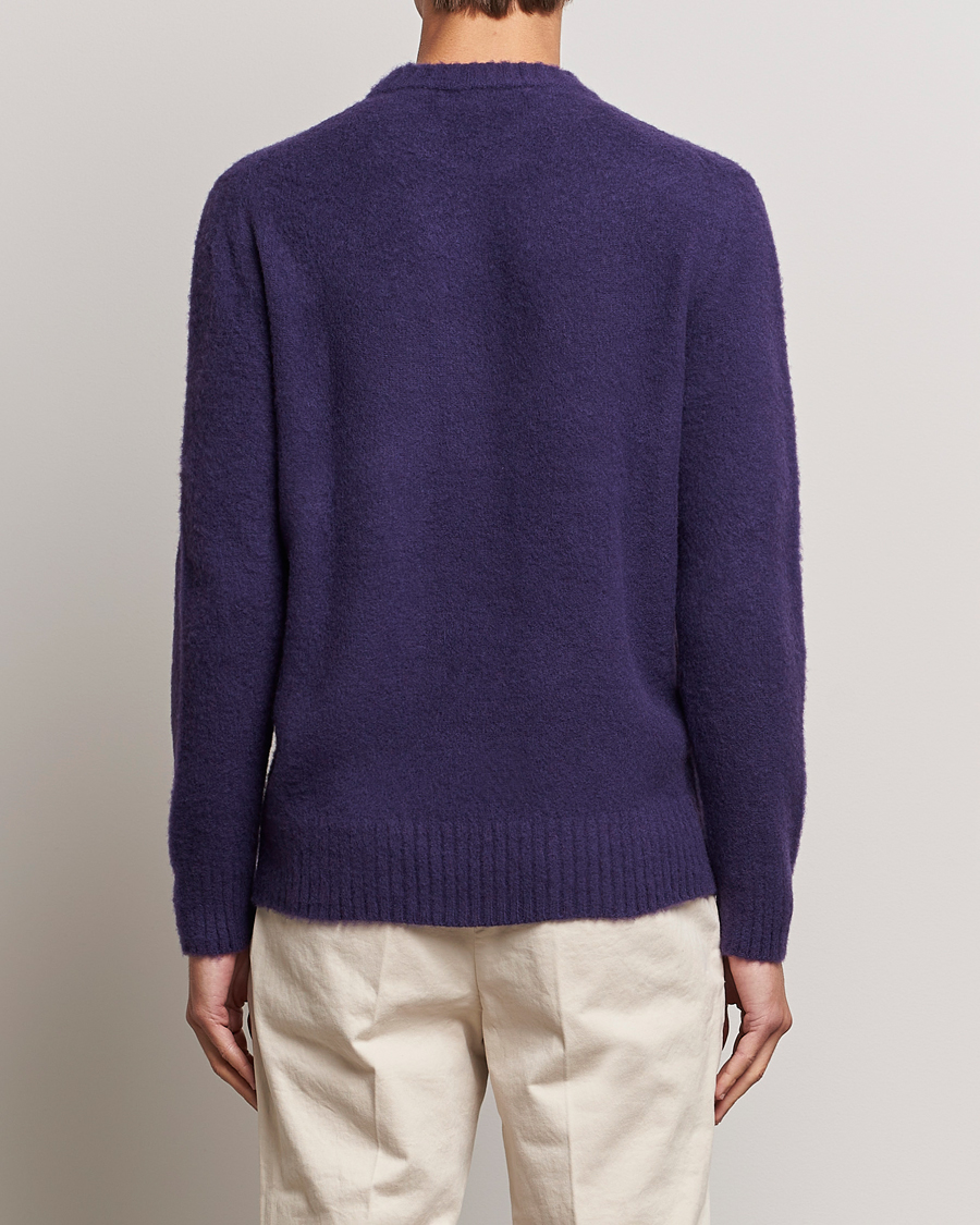 Men | Sweaters & Knitwear | Piacenza Cashmere | Brushed Wool Crew Neck Dark Purple
