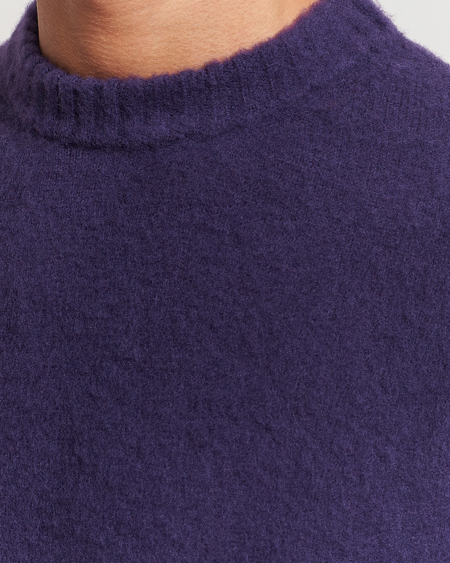 Men | Sweaters & Knitwear | Piacenza Cashmere | Brushed Wool Crew Neck Dark Purple