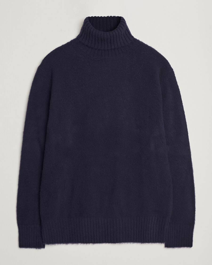 Men | Sweaters & Knitwear | Piacenza Cashmere | Brushed Wool Rollneck Navy