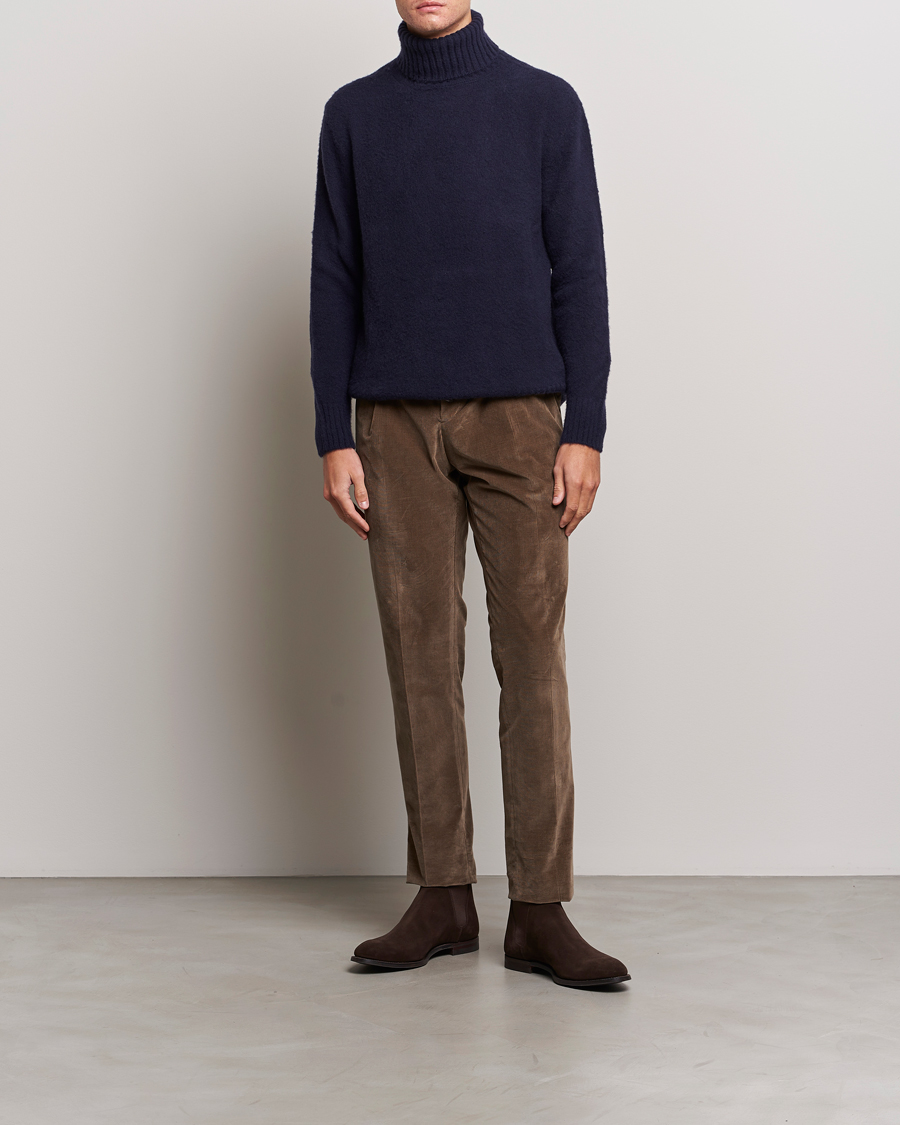 Men | Sweaters & Knitwear | Piacenza Cashmere | Brushed Wool Rollneck Navy
