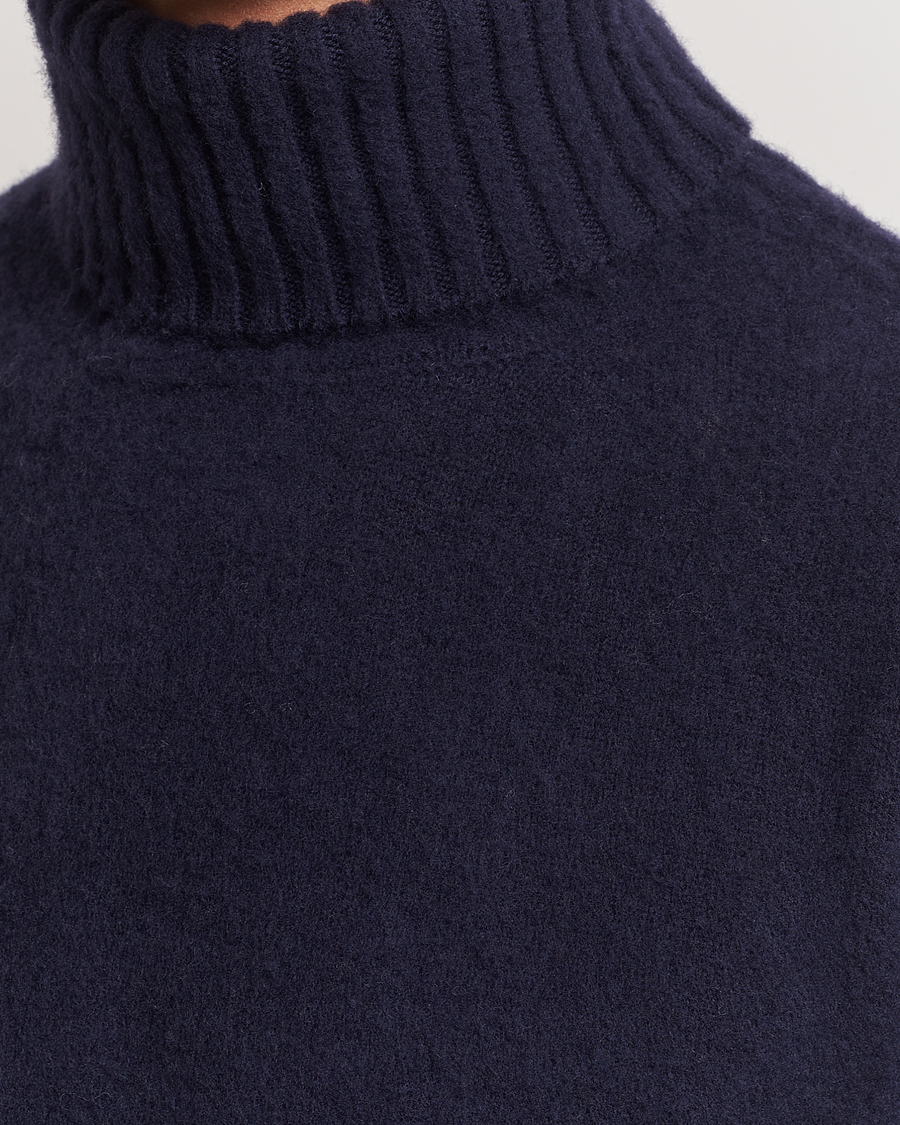 Men | Sweaters & Knitwear | Piacenza Cashmere | Brushed Wool Rollneck Navy