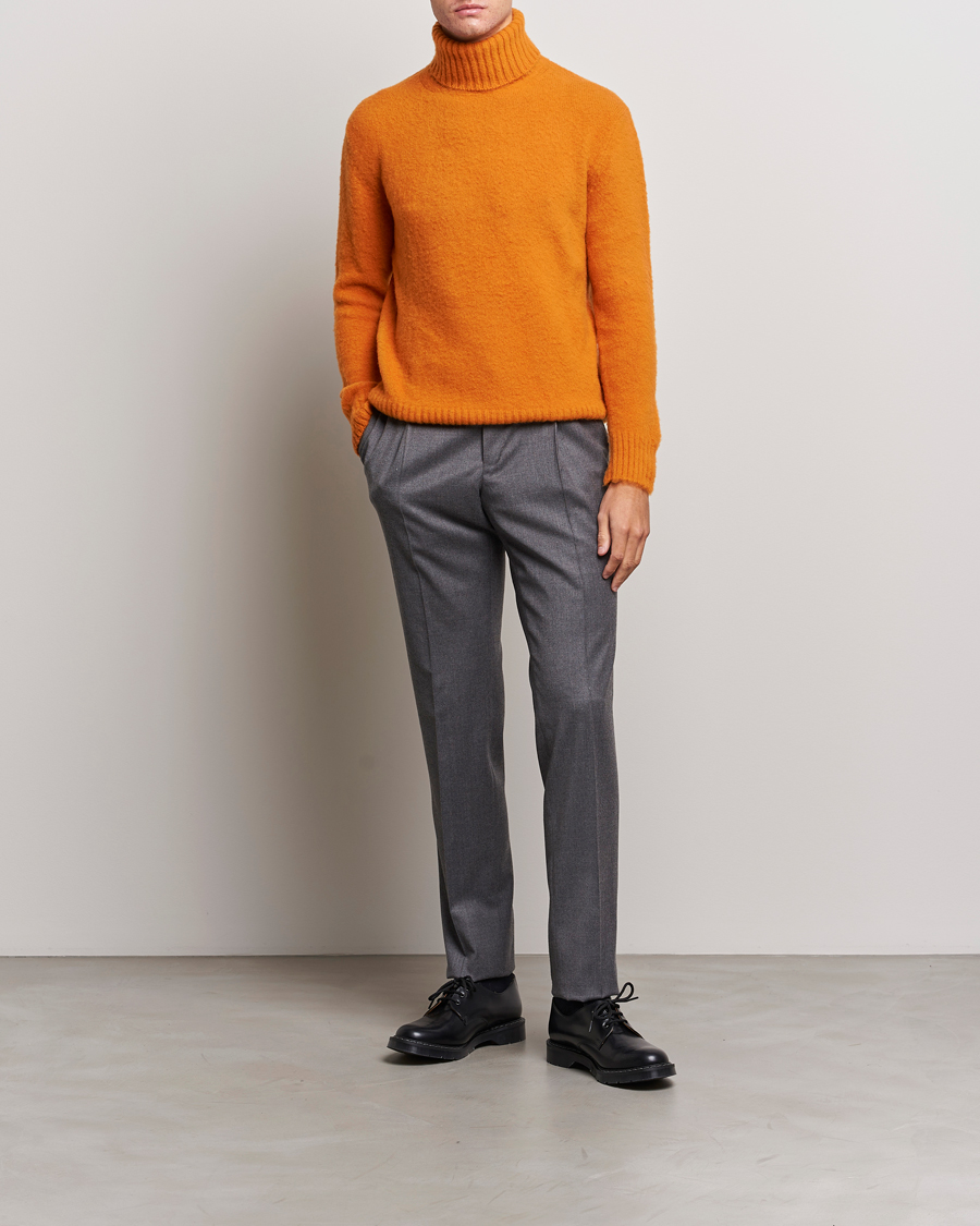Men | Sweaters & Knitwear | Piacenza Cashmere | Brushed Wool Rollneck Orange