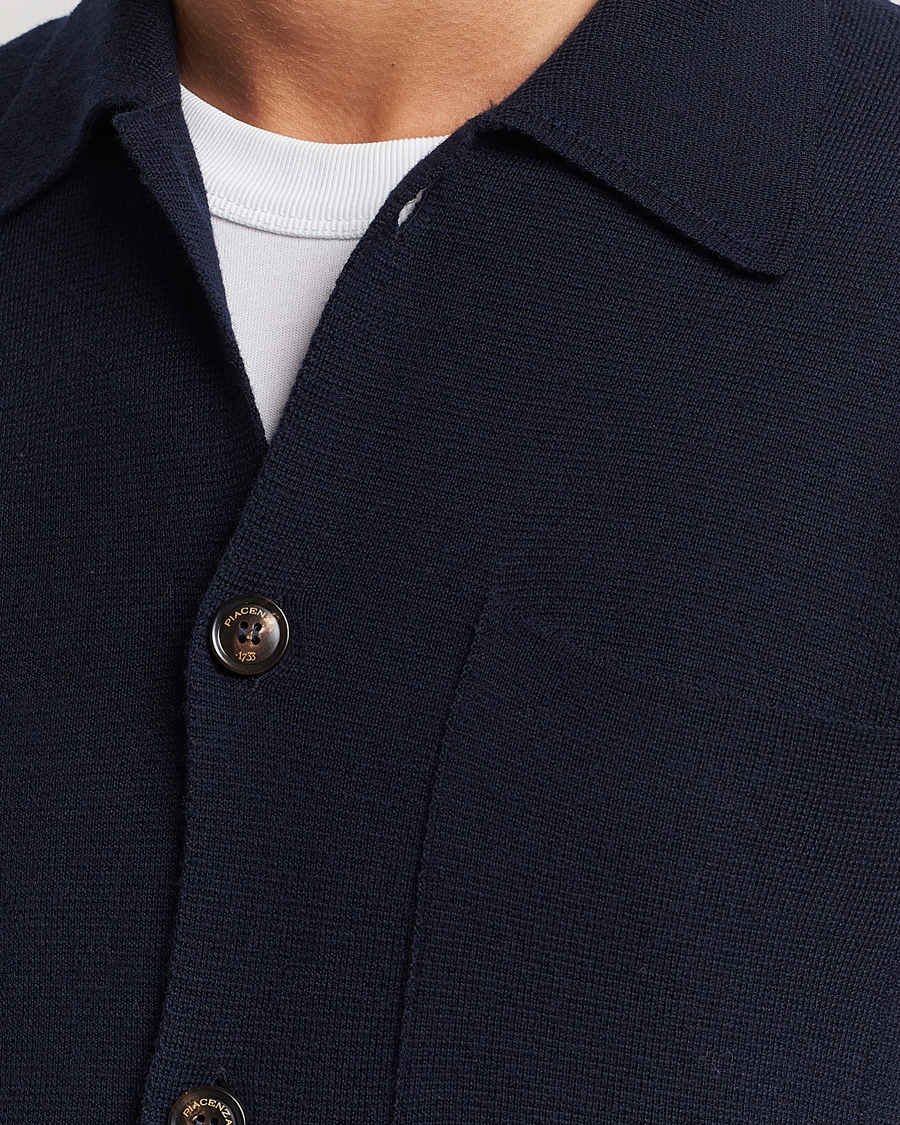 Men | Sweaters & Knitwear | Piacenza Cashmere | Virgin Wool Knit Cardigan Navy