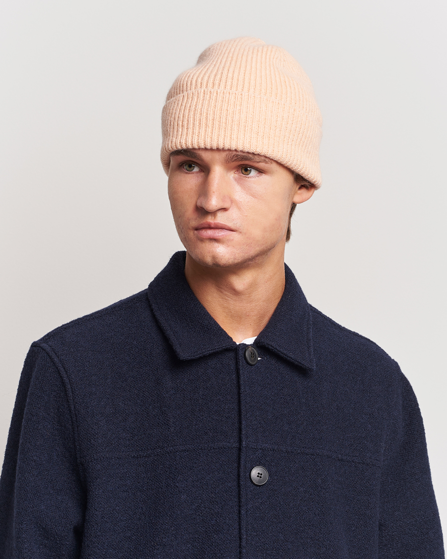 Men | Beanies | Le Bonnet | Lambswool/Caregora Beanie Peach