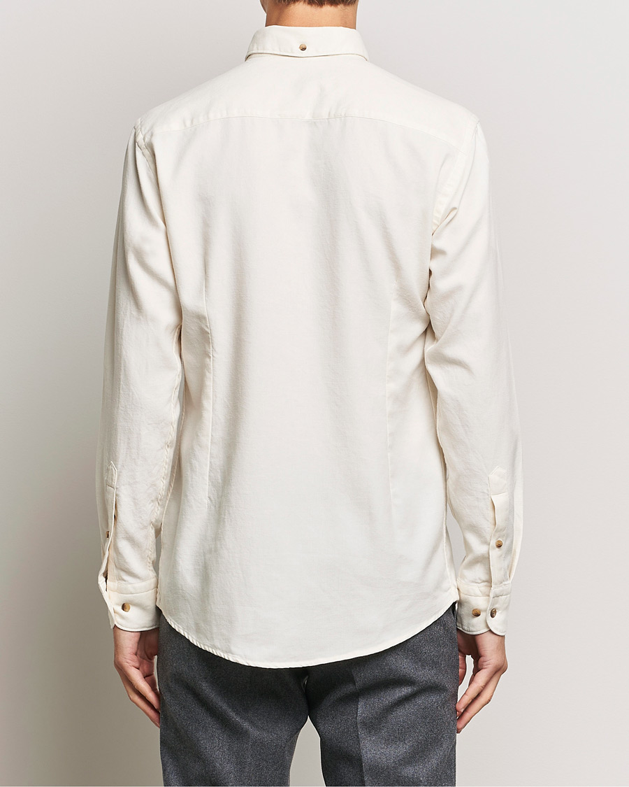 Men | Shirts | Eton | Slim Fit Twill Flannel Shirt Off White
