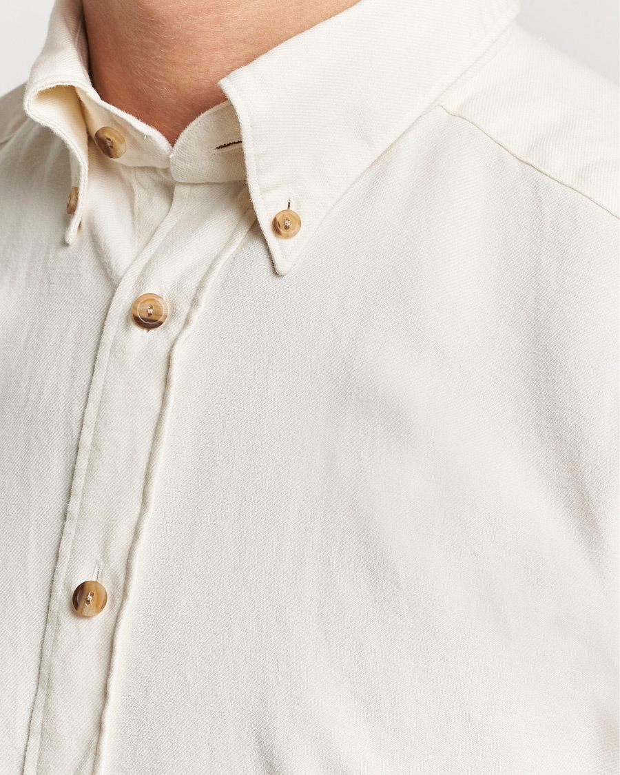 Men | Shirts | Eton | Slim Fit Twill Flannel Shirt Off White