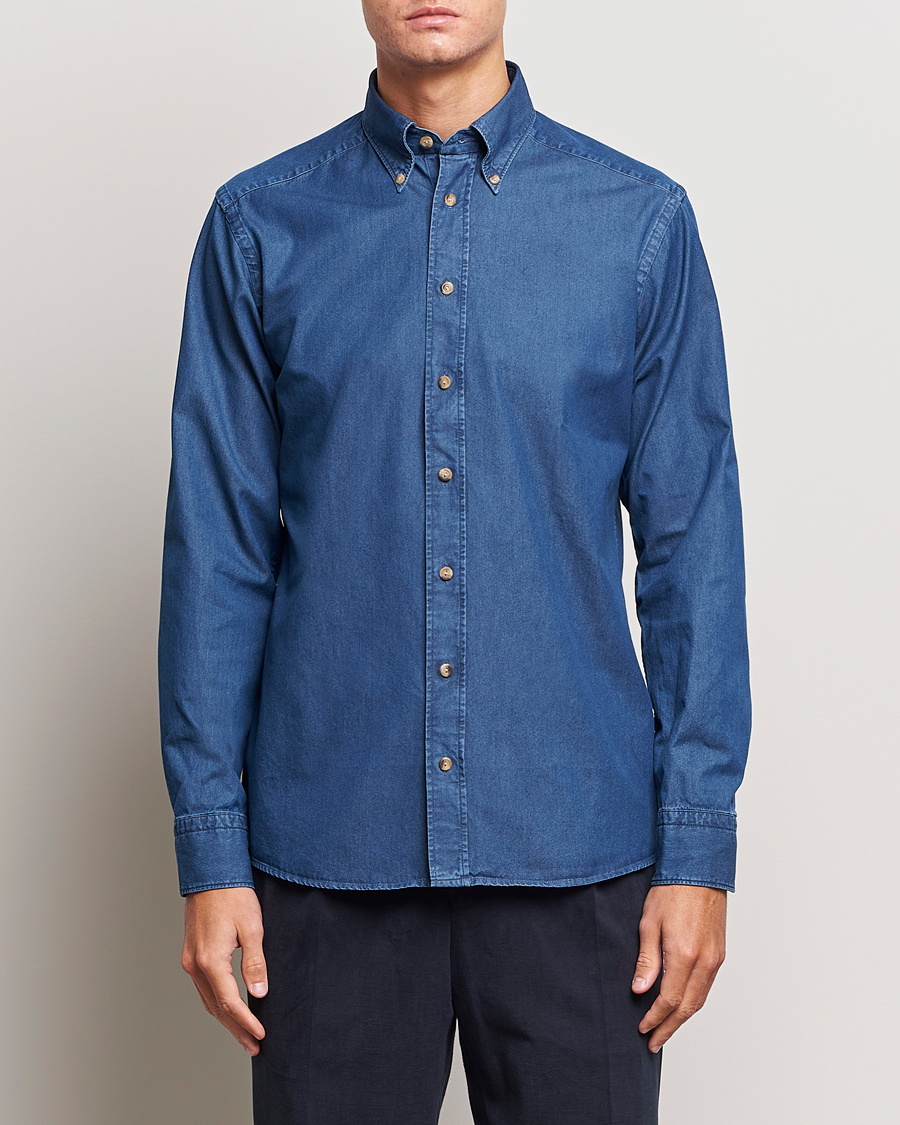Men |  | Eton | Slim Fit Denim Shirt Dark Blue