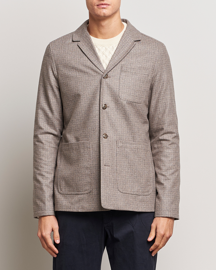 Men | Overshirts | Eton | Wool/Cashmere Checked Overshirt Brown