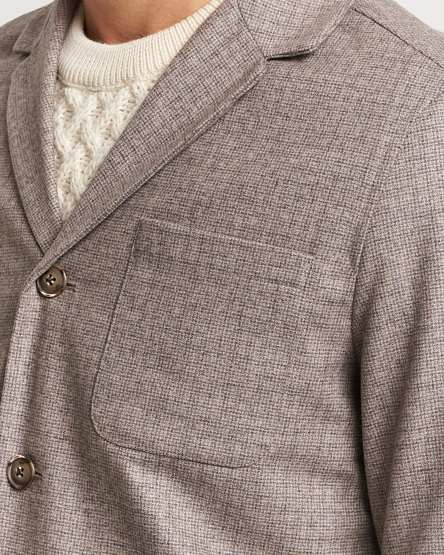 Men | Shirts | Eton | Wool/Cashmere Checked Overshirt Brown