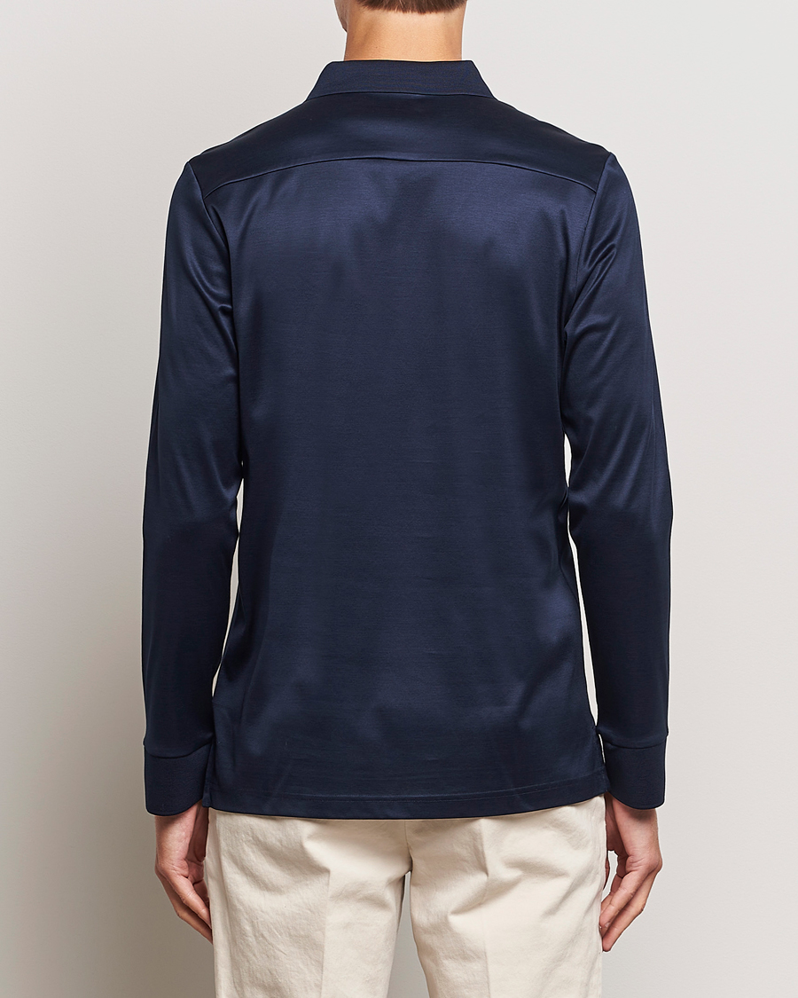 Men | Sweaters & Knitwear | Eton | Filo Di Scozia Long Sleeve Polo Navy Blue