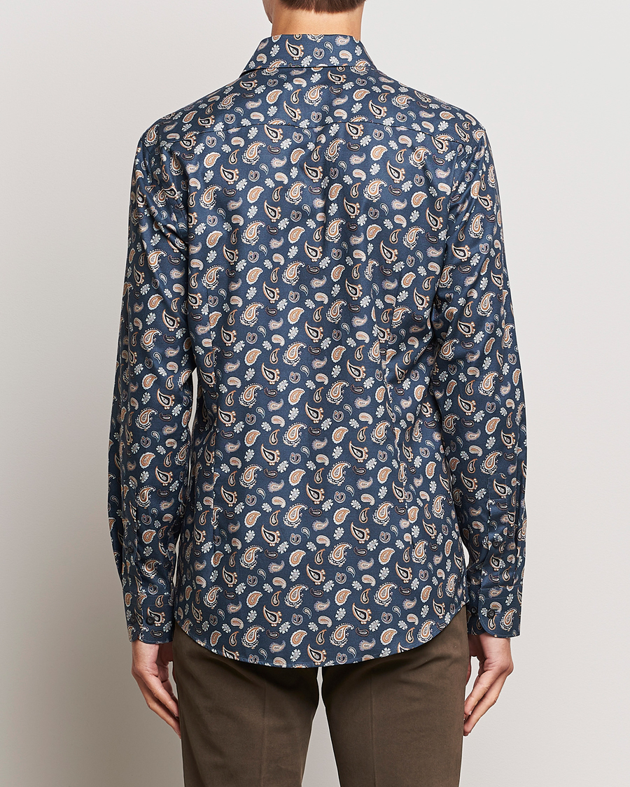 Men | Shirts | Eton | Slim Fit Wrinkle Free Flannel Printed Shirt Navy