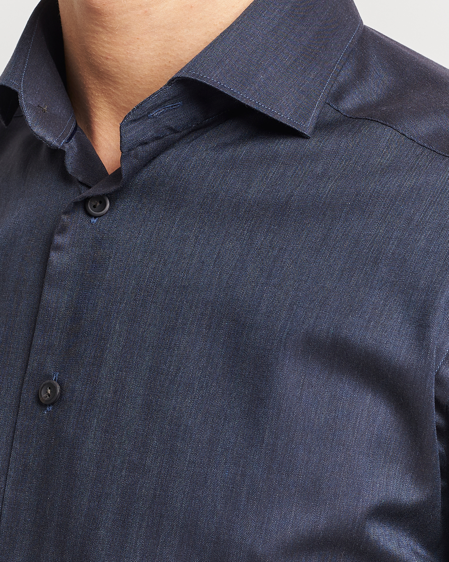 Men | Shirts | Eton | Slim Fit Wrinkle Free Flannel Shirt Navy Blue