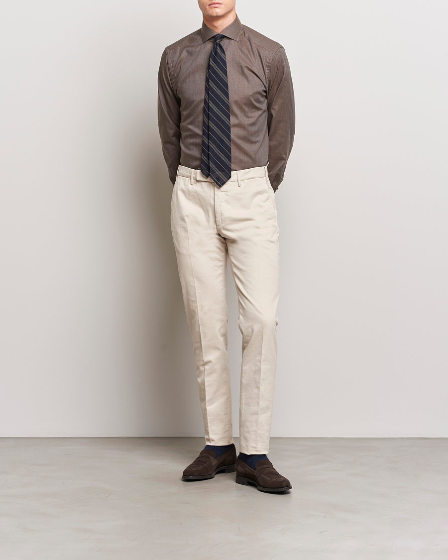 Men | Shirts | Eton | Slim Fit Wrinkle Free Flannel Shirt Dark Brown