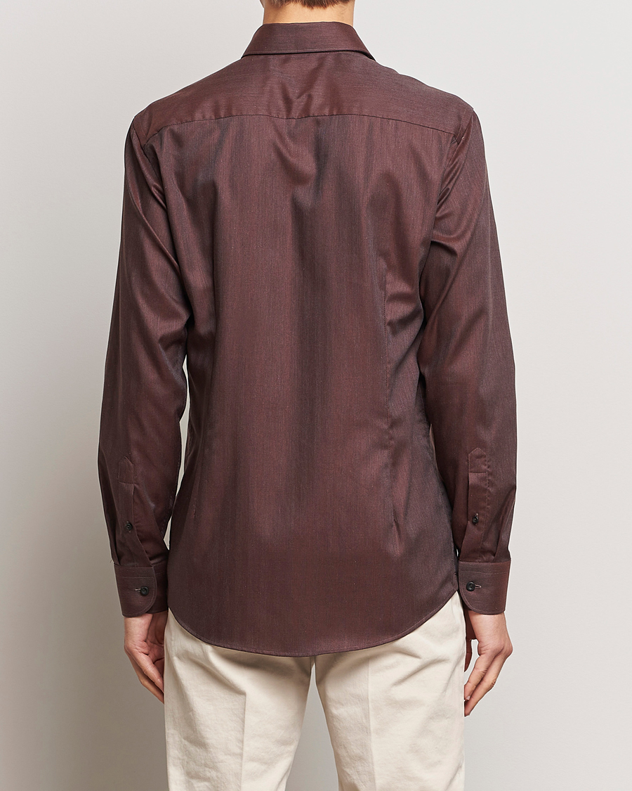 Men | Shirts | Eton | Slim Fit Wrinkle Free Flannel Shirt Burgundy