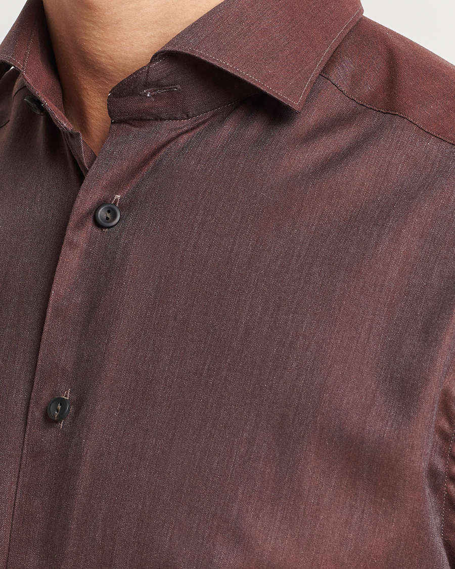Men | Shirts | Eton | Slim Fit Wrinkle Free Flannel Shirt Burgundy