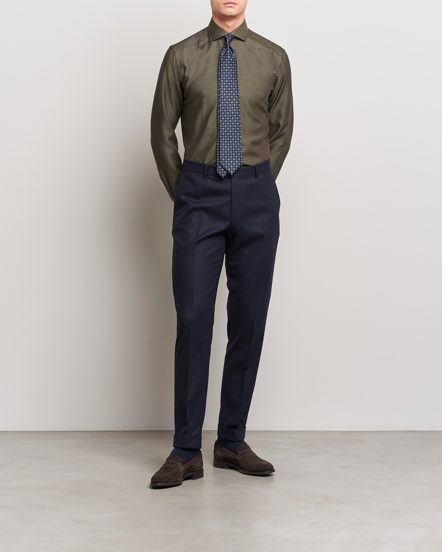 Men | Shirts | Eton | Slim Fit Merino Shirt Dark Brown