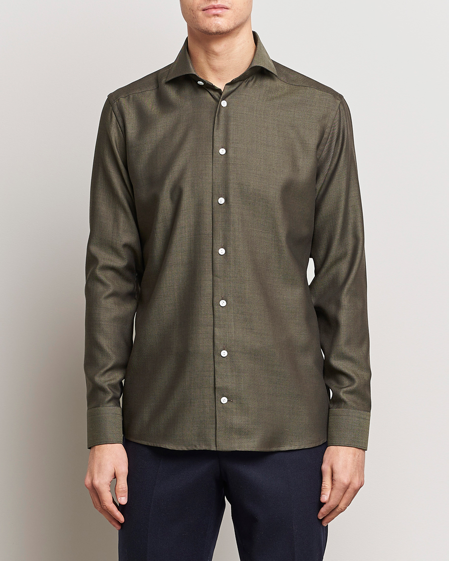 Men | Shirts | Eton | Slim Fit Merino Shirt Dark Brown